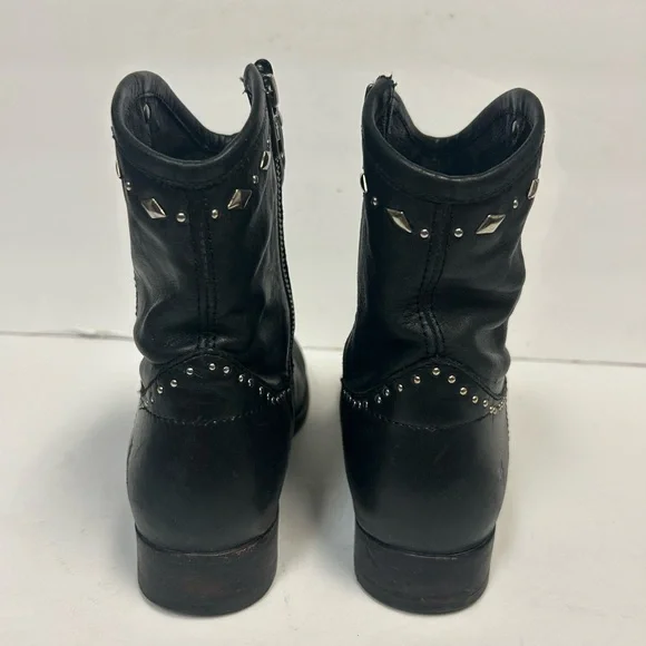 Frye Melissa Studded Boots Vintage Short Ankle Black Leather Women Sz 7 Moto - Picture 7 of 16